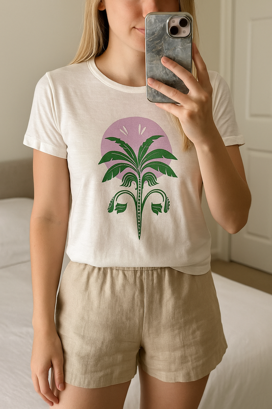 T-shirt imprimé palmier T.34