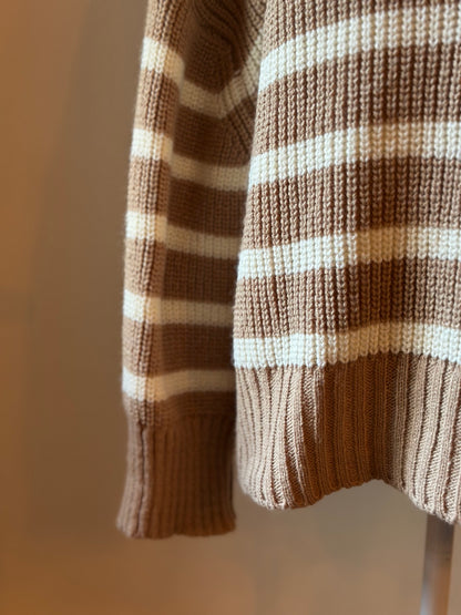Pull marinière oversize beige rayé blanc T.U (42 au 48)