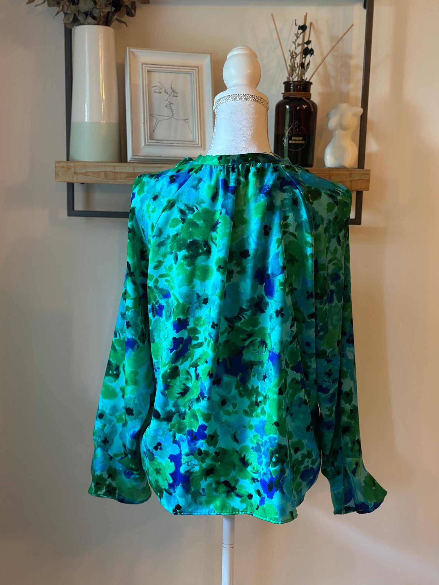 Blouse fluide imprimé fleuri vert T.40
