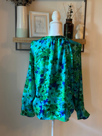 Blouse fluide imprimé fleuri vert T.40
