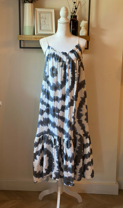 Robe longue imprimé tie and dye en gaze de coton T.U
