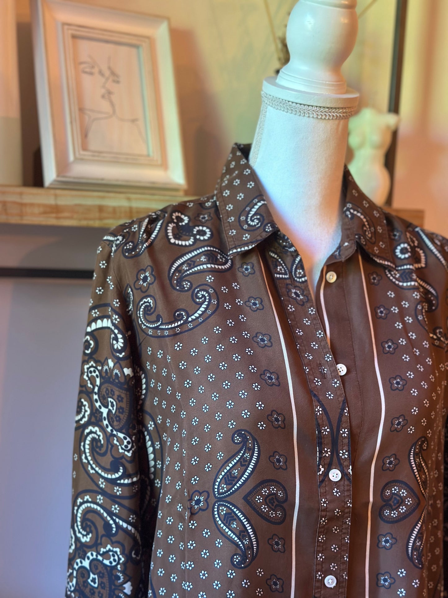 Chemise en soie imprimé bandana T.40