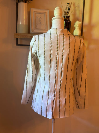 Blazer rayé blanc et doré lin T.34