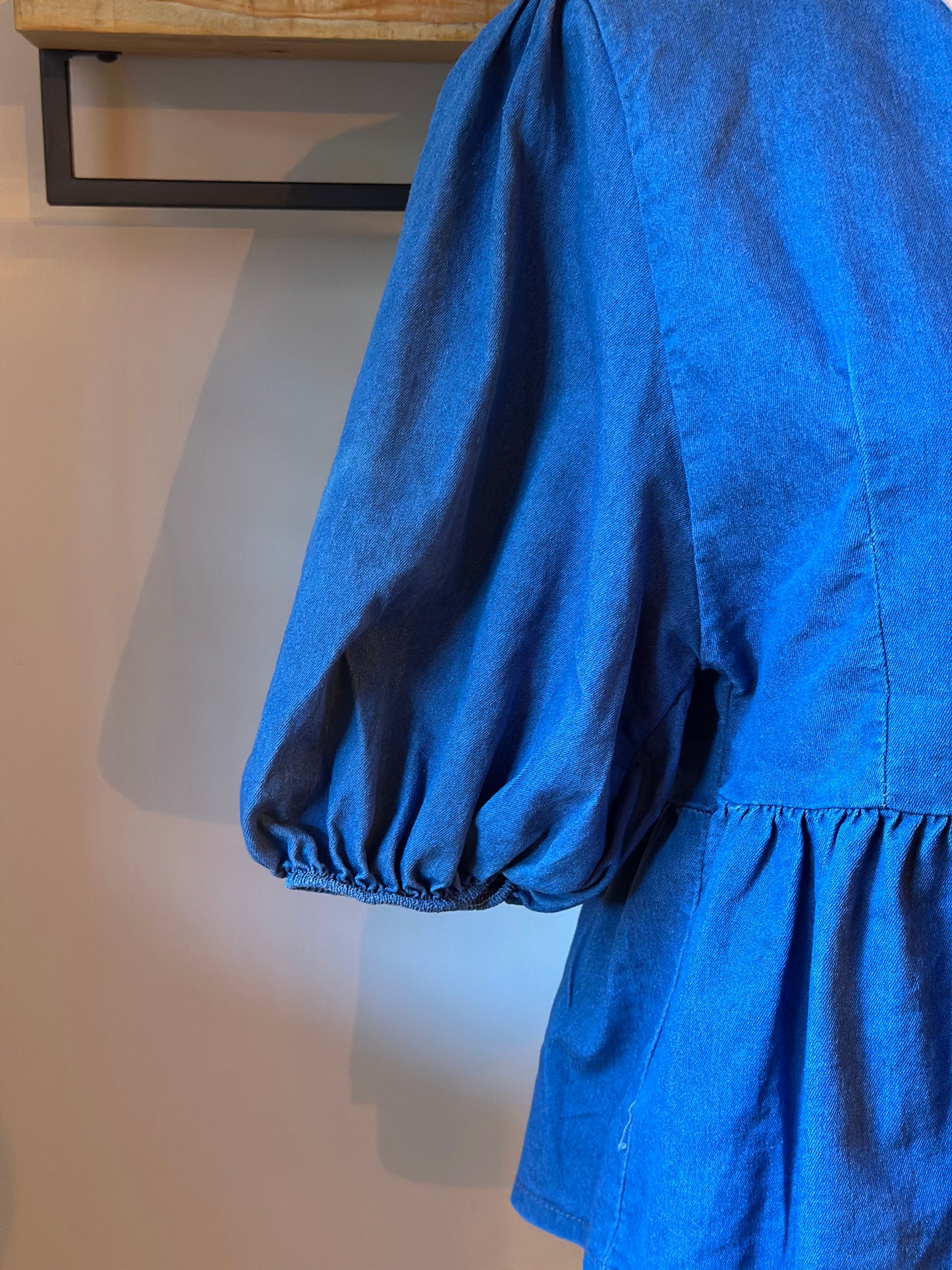 Blouse bleu denim unie Made in Italy en coton T.U