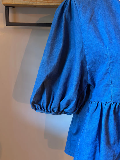 Blouse bleu denim unie Made in Italy en coton T.U