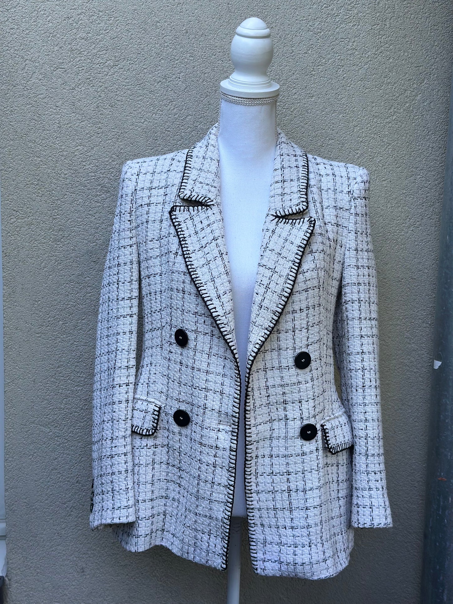 Blazer tweed blanc et noir - taille S