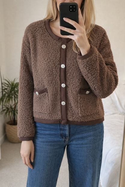 Veste Teddy effet mouton marron neuf T.36/38