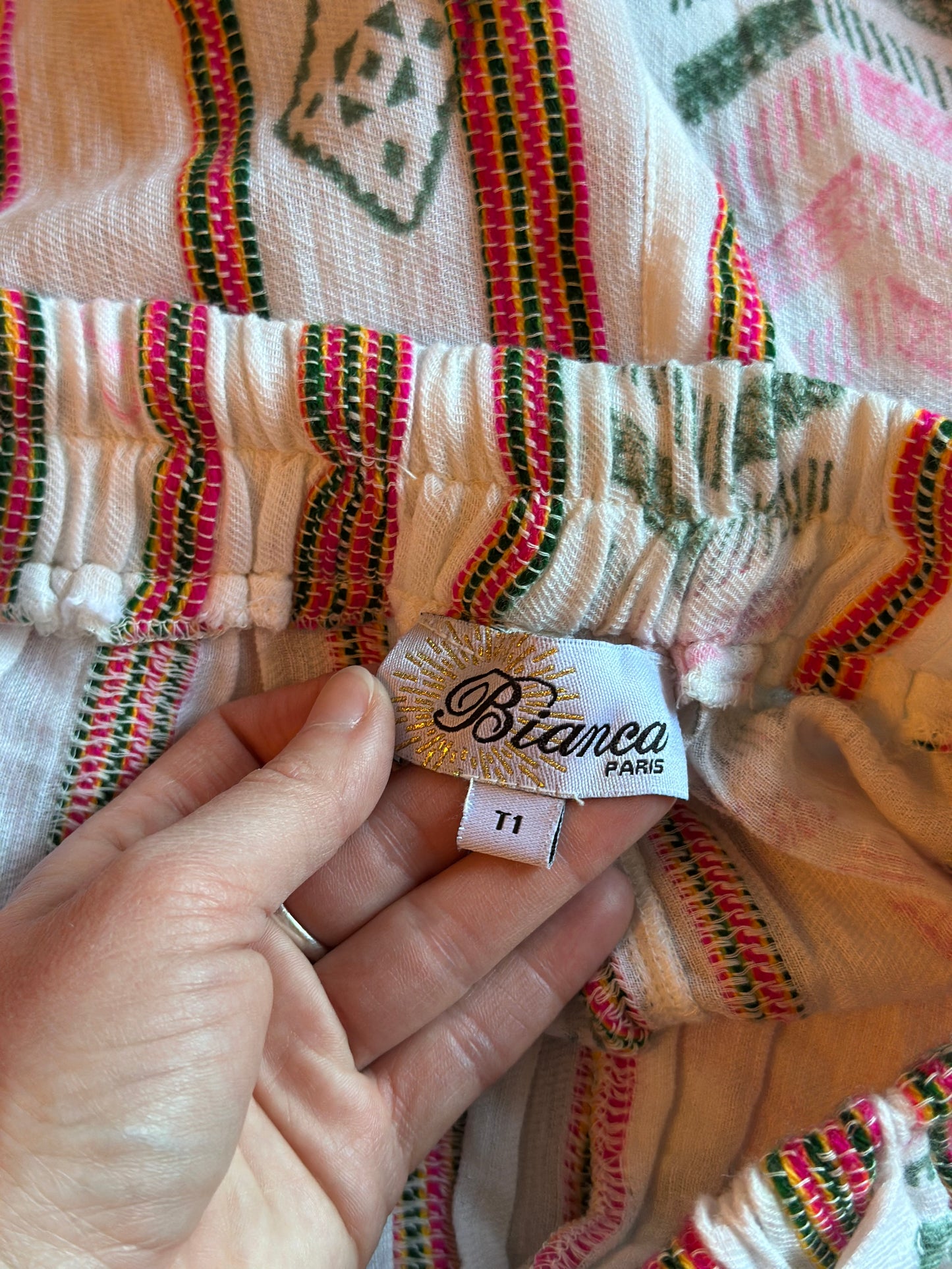 Short imprimé rayures brodé bohème T.36