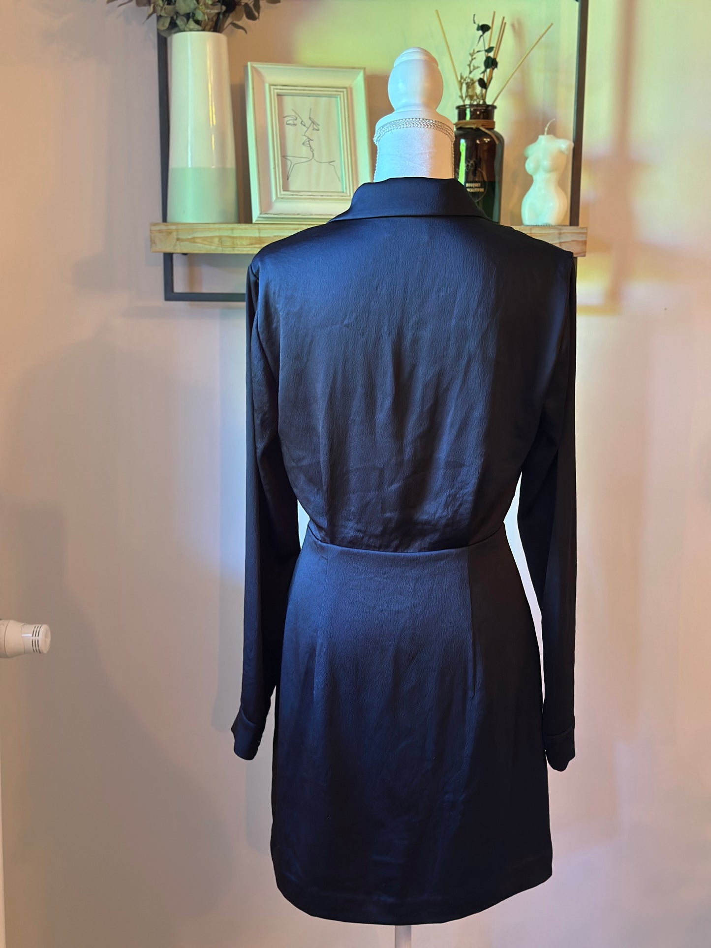 Robe blazer noire satinée T.38
