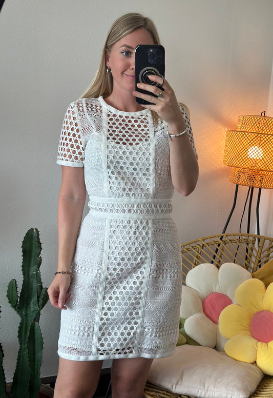 Robe d'été blanche ajourée, taille 36 - H&M