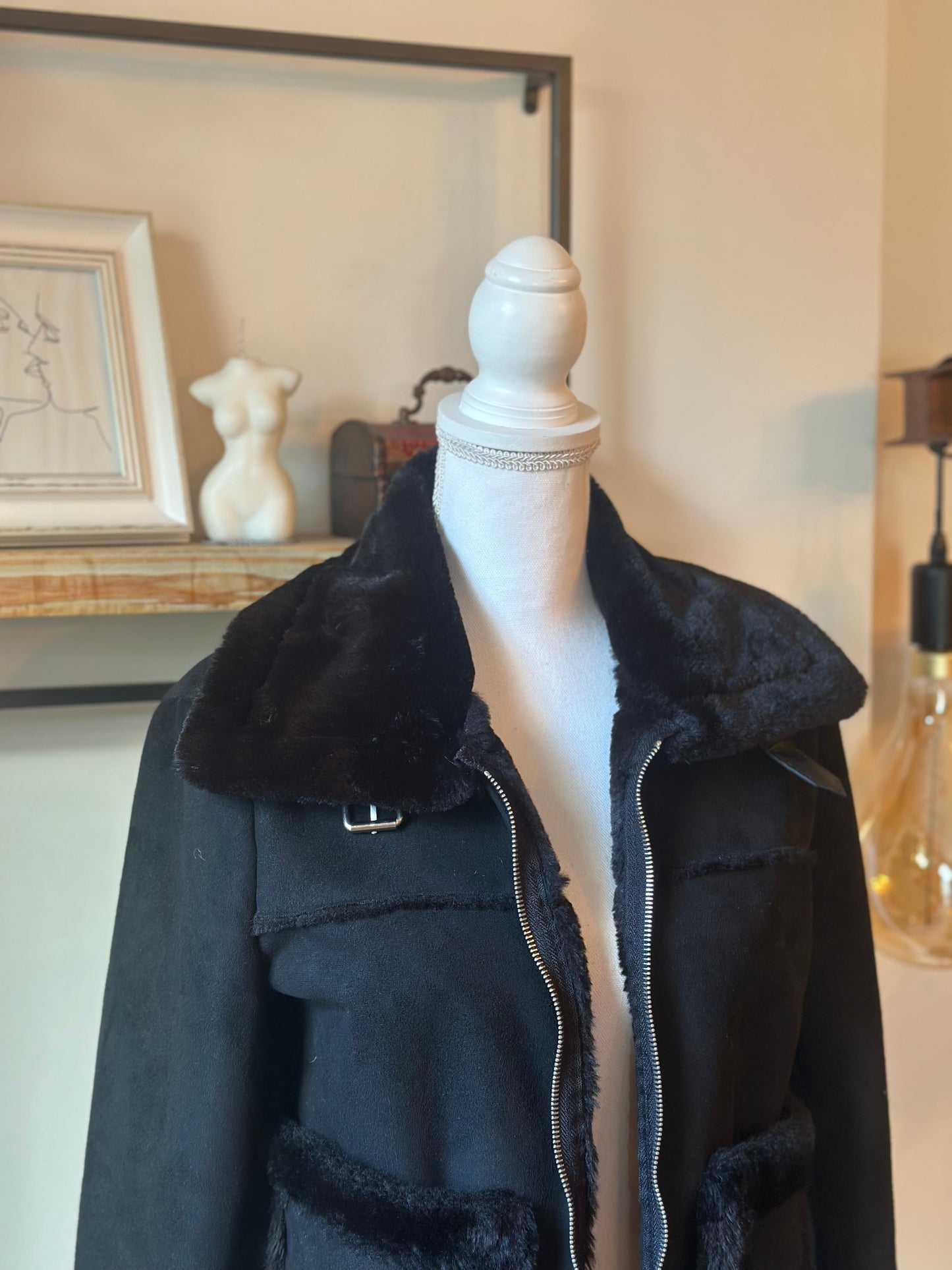 Veste aviateur en velours noir doublée T.34