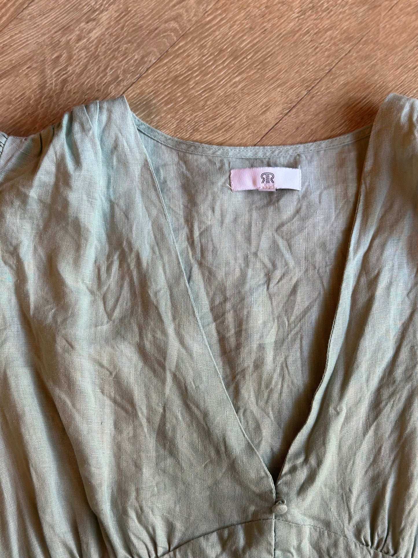 Robe midi en lin vert sauge T.42