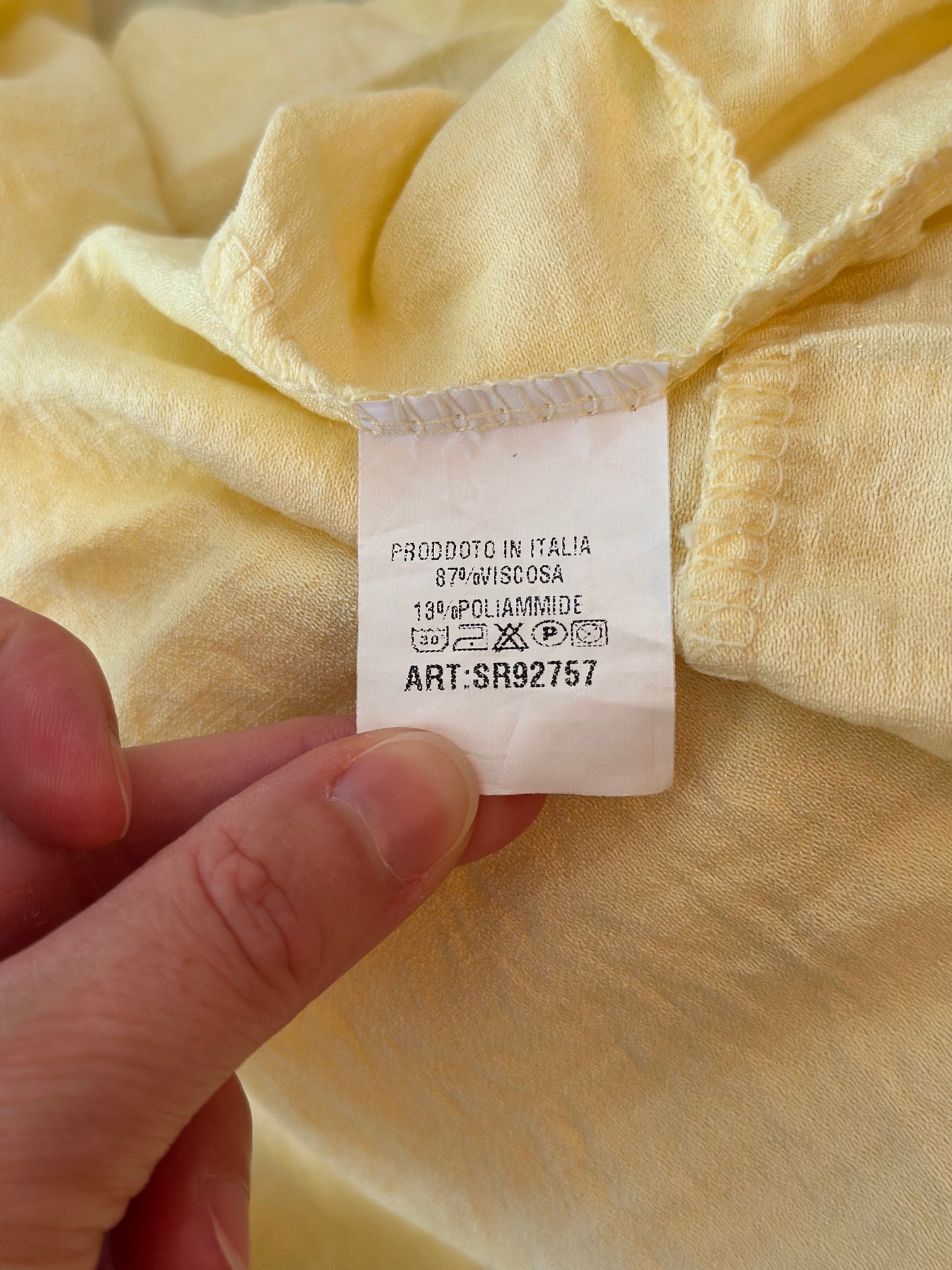 Robe à bretelles Made in Italy jaune clair en viscose T.U