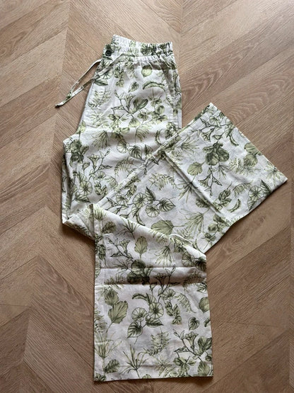 Pantalon fluide imprimé fleuri en coton léger T.34