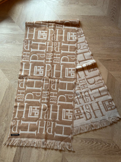 Écharpe Pedro del Hierro monogramme beige écru laine