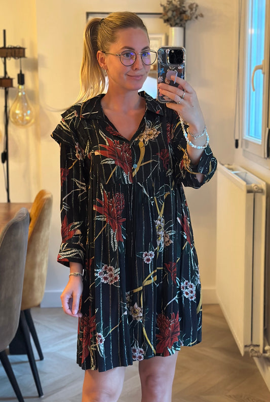 Robe midi fluide imprimé fleuri – Modèle Paprika T.36