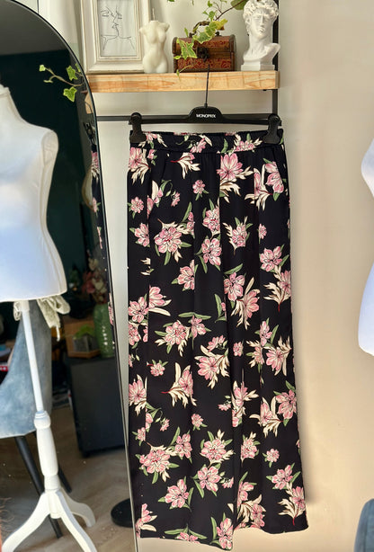 Pantalon d’été fluide fleuri rose clair T.36