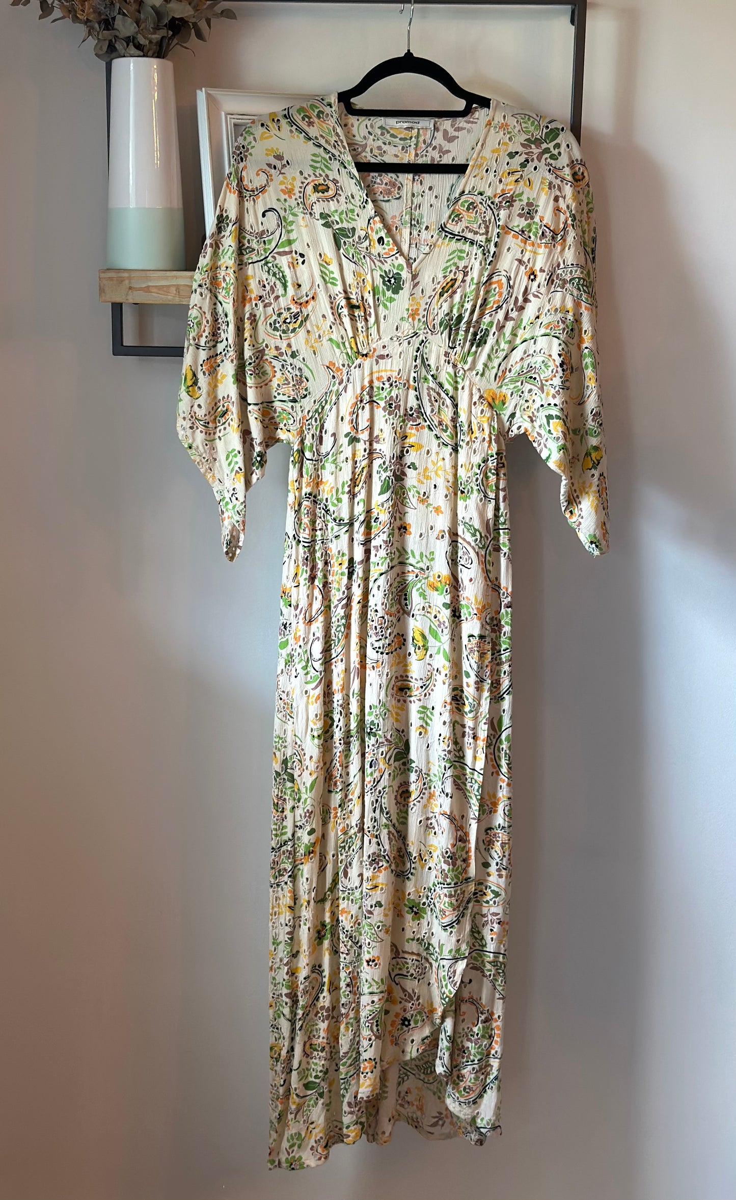 Robe longue imprimé fleuri et cachemire T.34