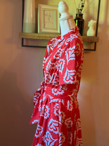 Robe midi imprimé rouge T.40