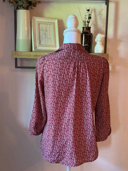 Chemise fluide imprimé bordeaux Naf Naf manches 3/4 - taille 36