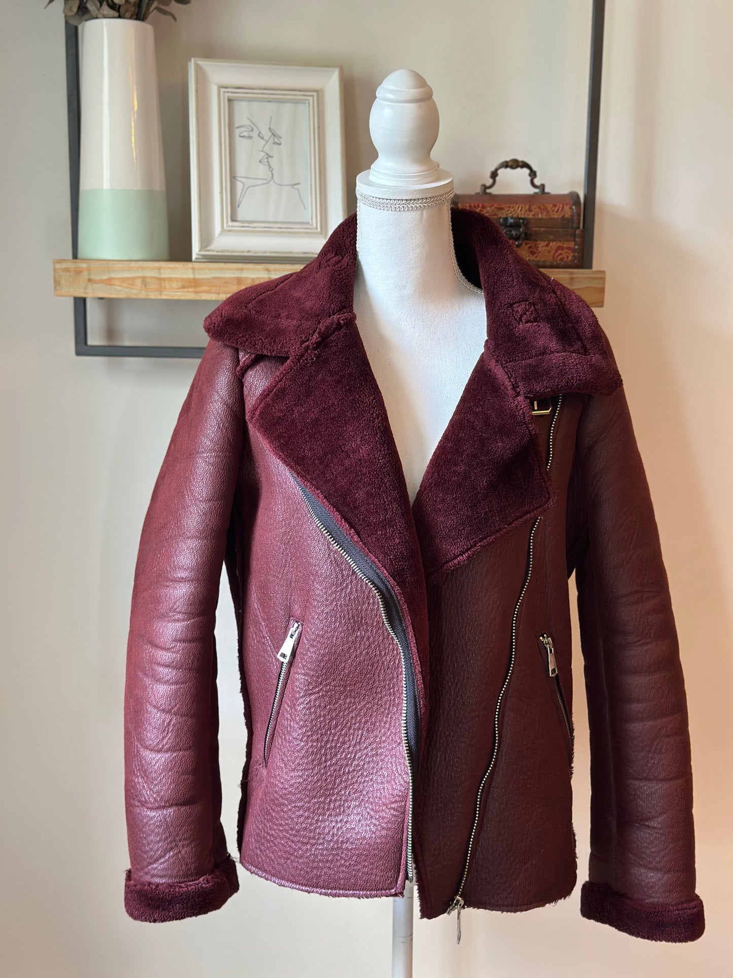 Veste manteau fourrée unie T.38