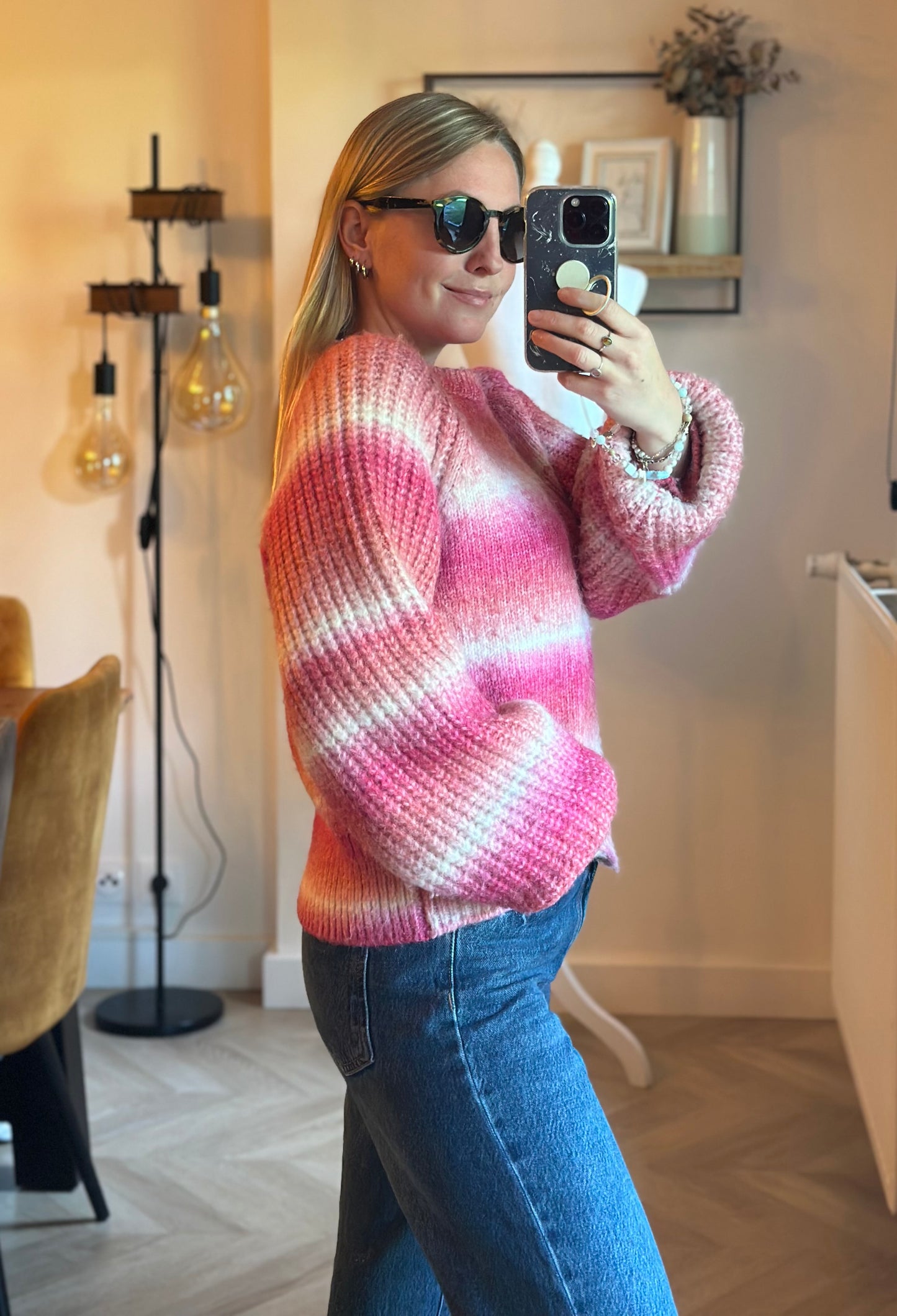 Pull dégradé rose maille douce effet fluffy T.36