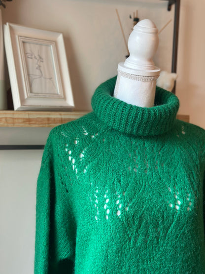 Pull col roulé maille ajourée mohair T.U