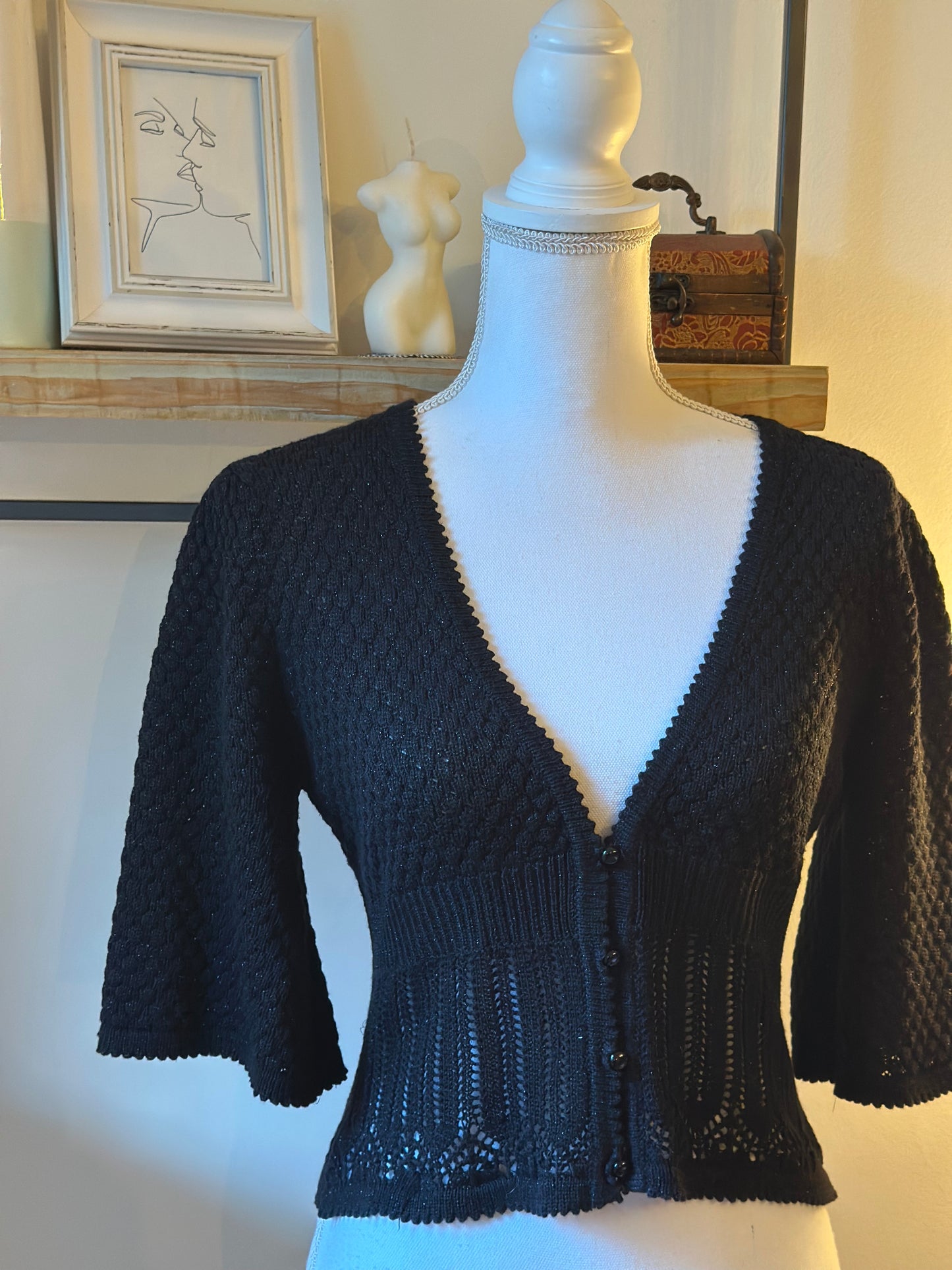 Top noir en maille T.38