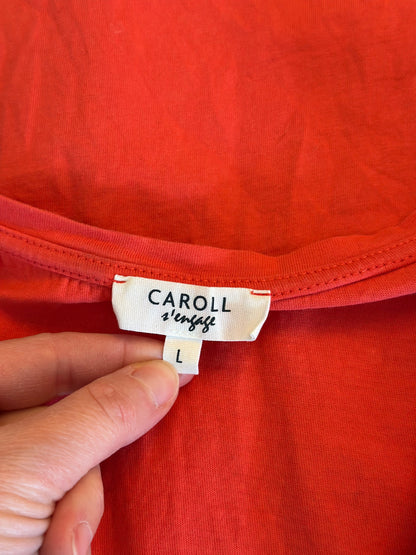 T-shirt rouge col V en coton T.40