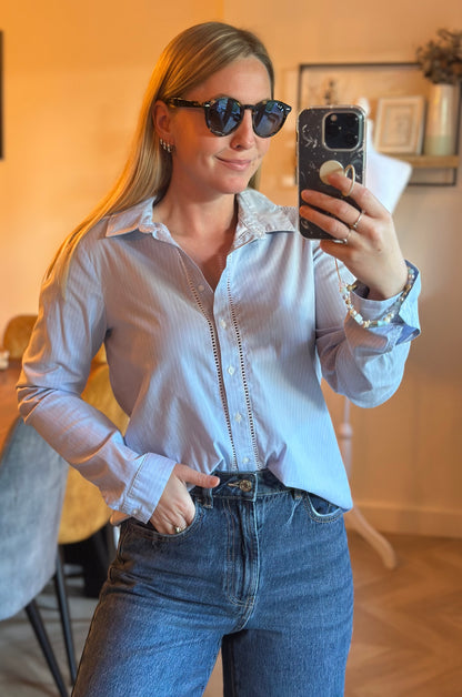 Chemise rayée bleu clair T.40