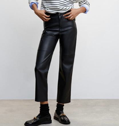 Pantalon droit similicuir noir T.36