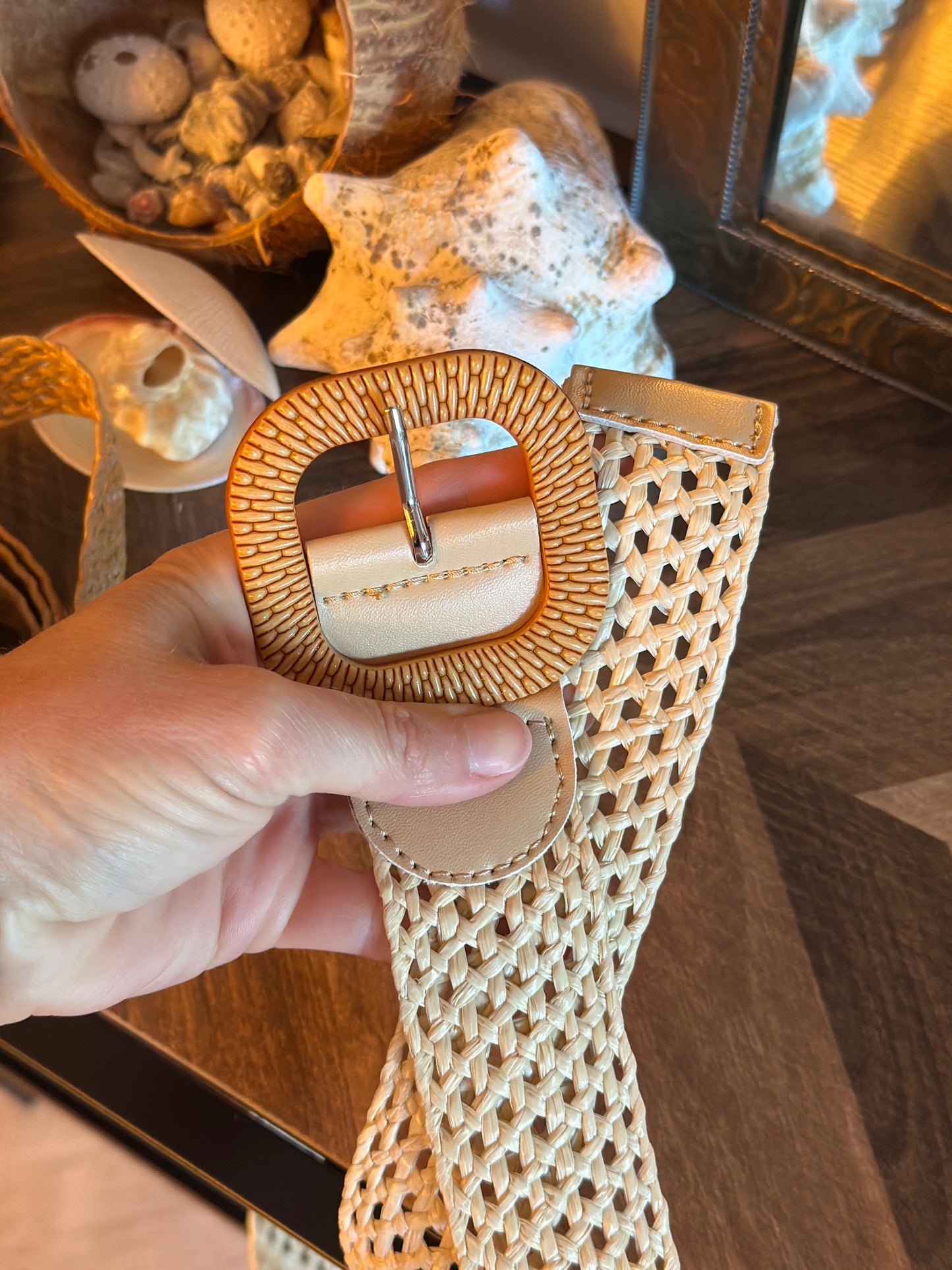 Ceinture bohème tressée – beige ou crème – neuve, ajustable