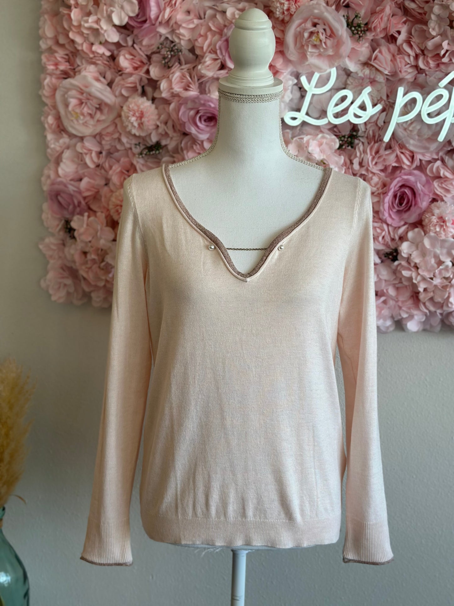 Pull rose clair T.38