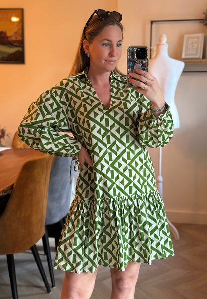 Robe courte trapèze H&M à imprimé graphique neuve T.34 oversize