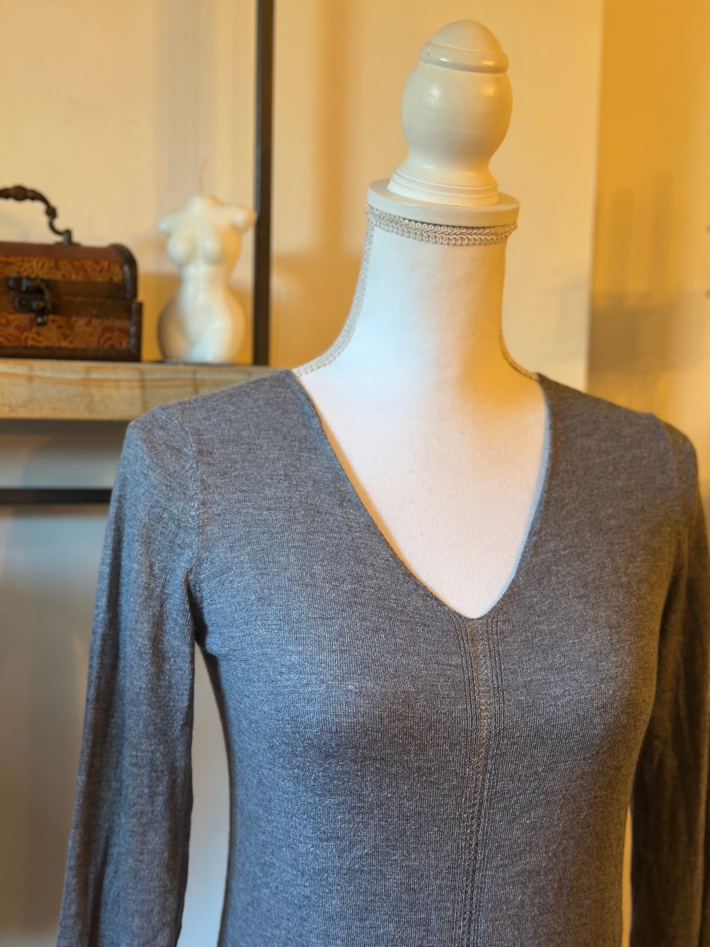 Pull doux gris chiné cachemire T.36
