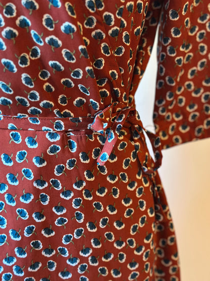 Robe portefeuille imprimé fleuri terracotta T.36