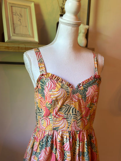 Robe fluide imprimé tropical pastel T.36