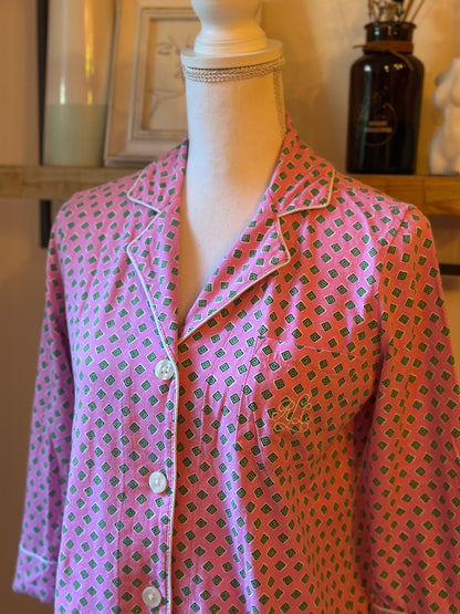 Chemise imprimé façon pyjama rose T.34
