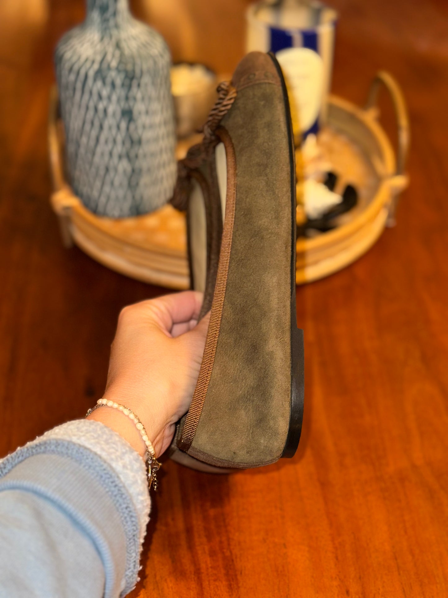 Ballerines Giesswein Vision Walk en daim kaki et marron P.39