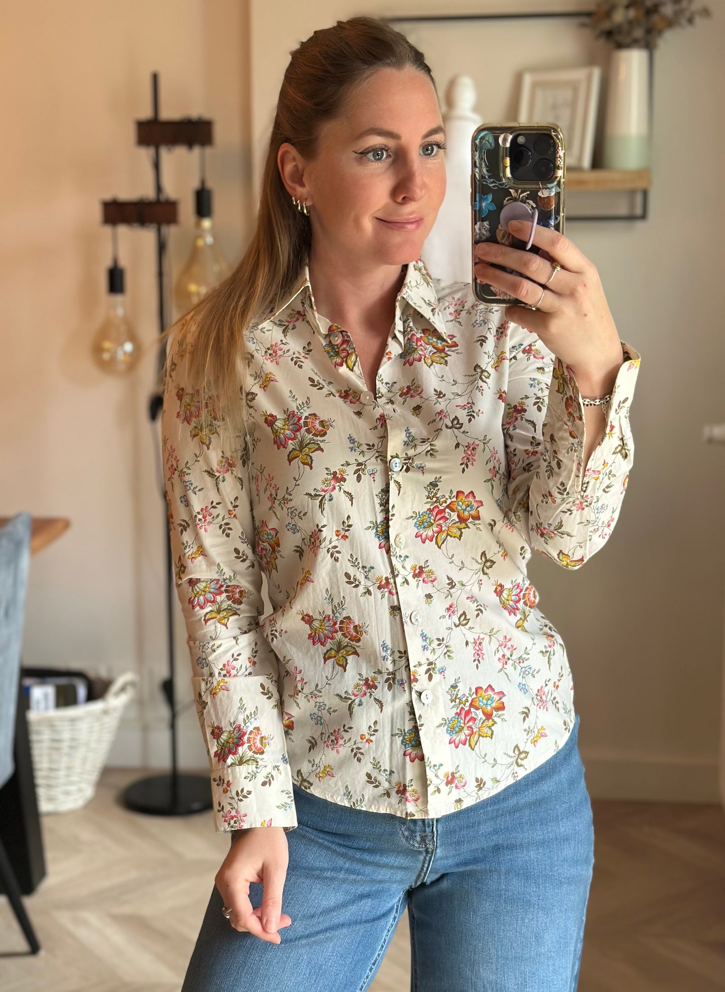 Chemise imprimé fleuri en coton T.34