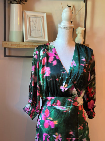 Robe longue fleurie multicolore T.40
