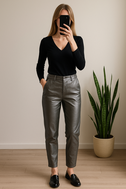 Pantalon effet cuir argenté Imperial – Taille XS