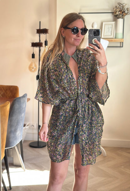 Kimono veste légère fleuri coton T.U
