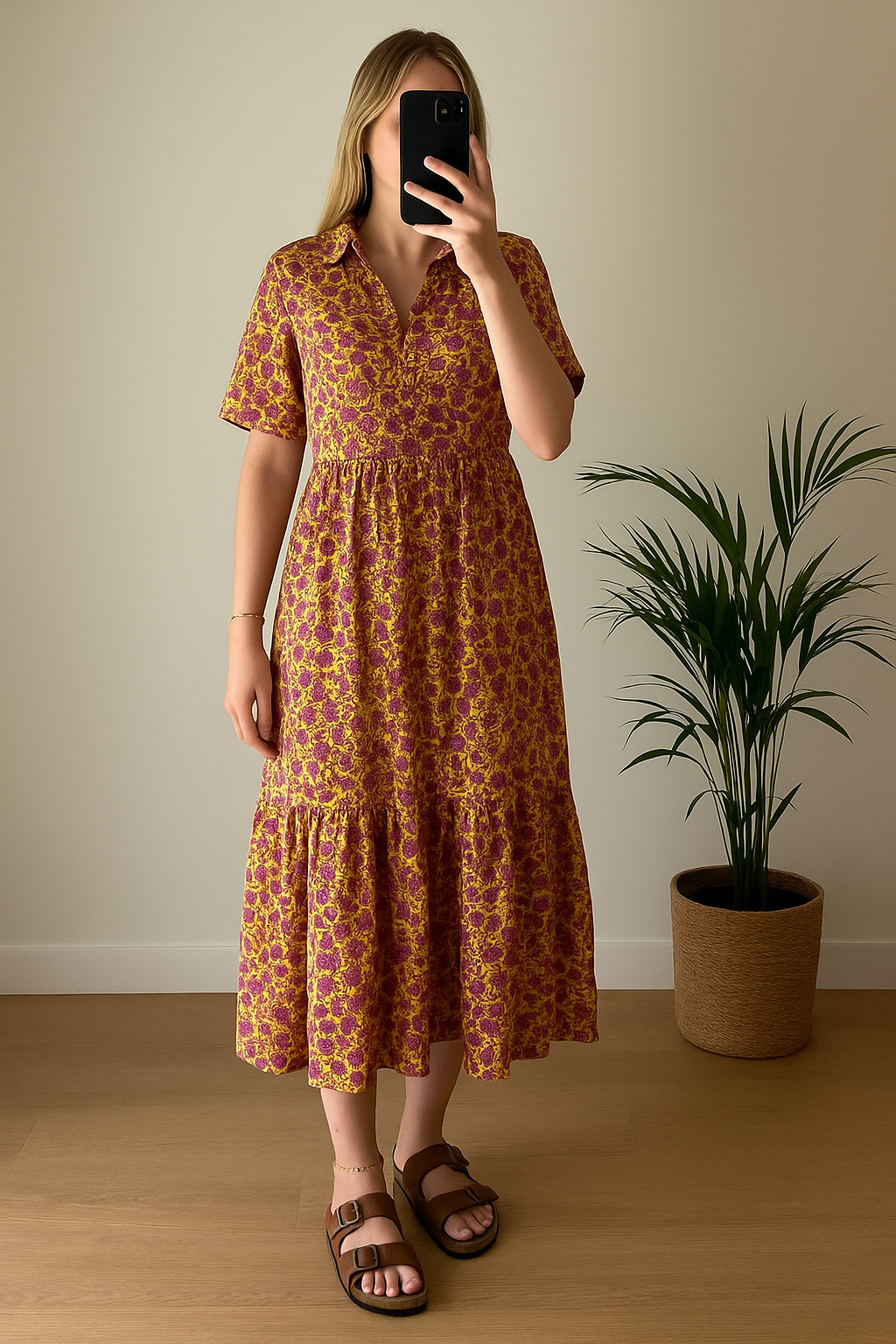 Robe mi-longue fleurie T.38