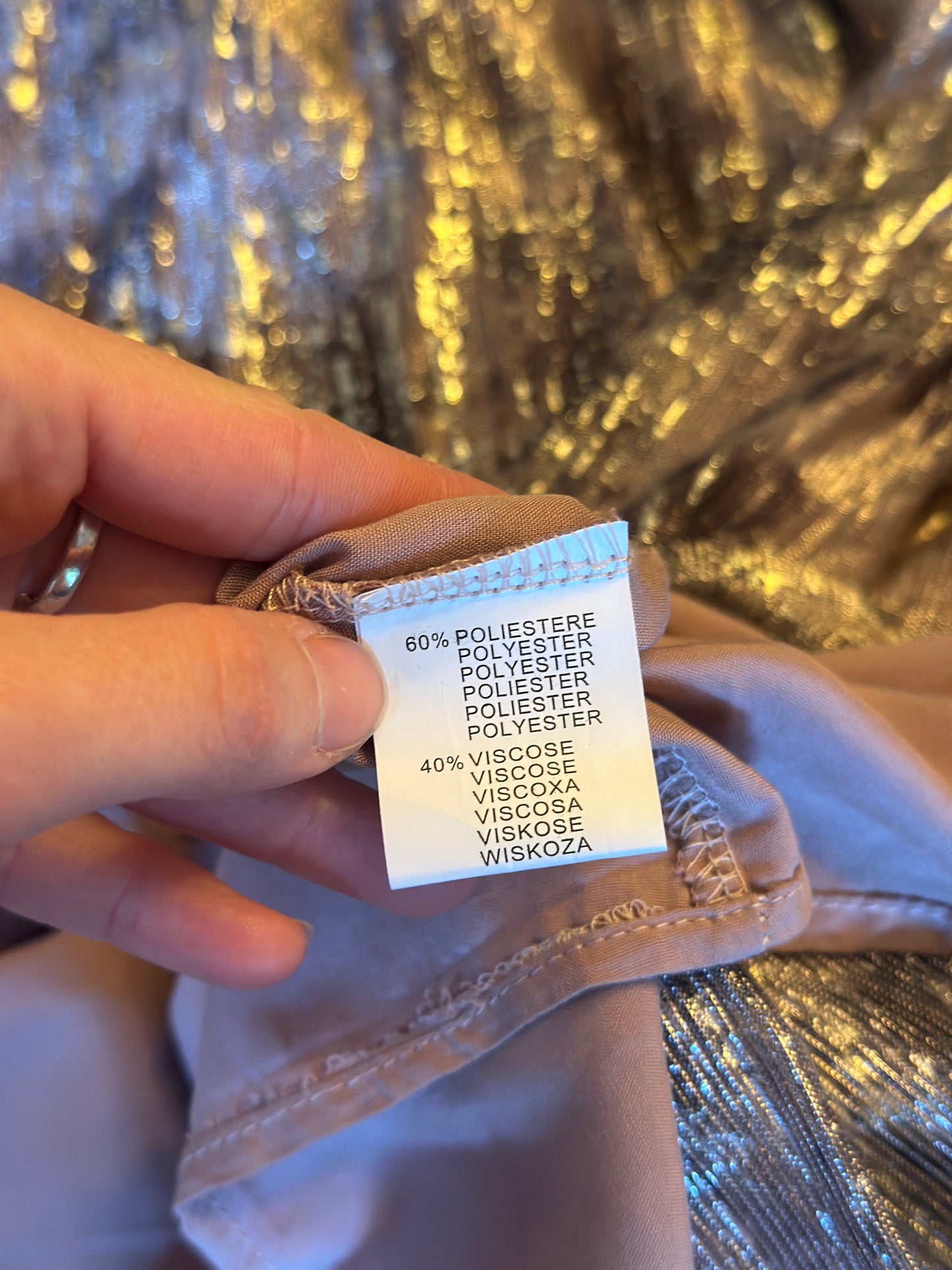 Robe longue irisée beige doré manches voile T.36/38