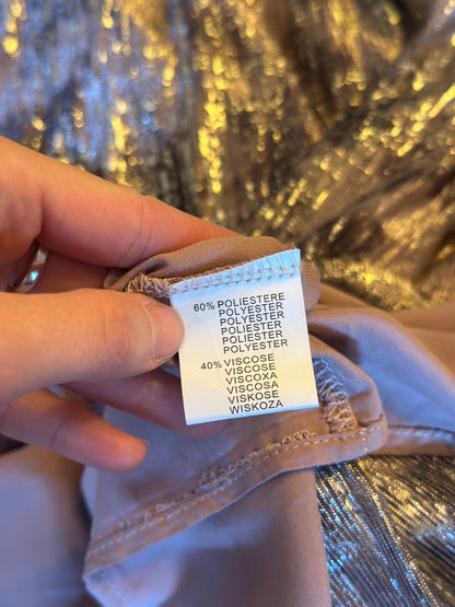 Robe longue irisée beige doré manches voile T.36/38