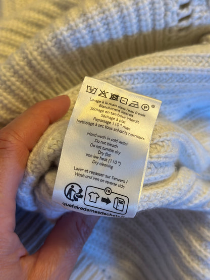 Pull Moira maille ajourée écru en laine mérinos et coton bio T.36