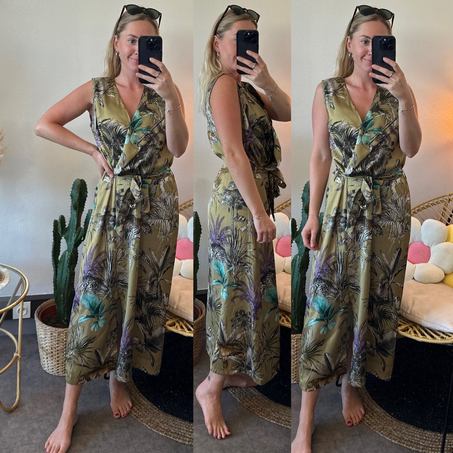 Robe mi-longue à motifs jungle T.36