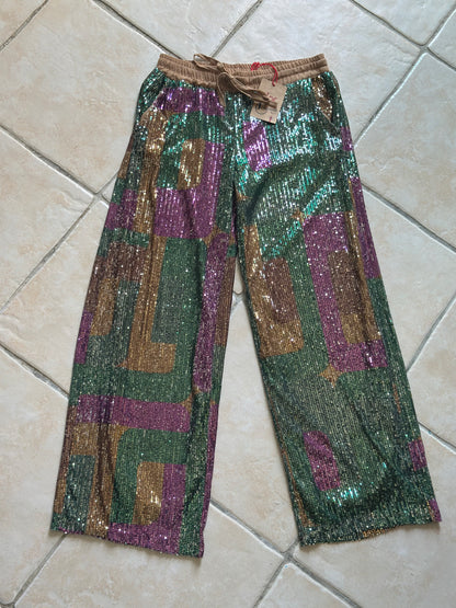 Pantalon à sequins multicolore neuf T.36/38