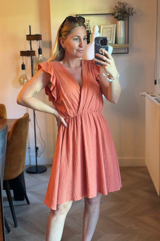 Robe gaze de coton corail T.36/38
